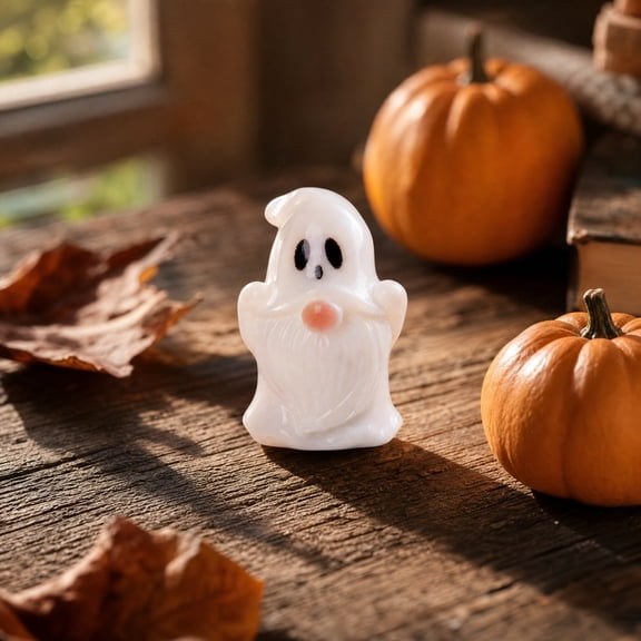 SLYNSHome Mini Resin Halloween Gnome Figurines,White Spooky Ghost Dwarf Statues, Tiny Tabletop Decor Ornaments For Indoor Holiday Scene Arrangement