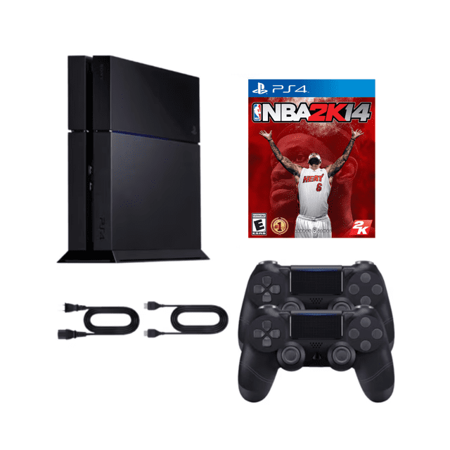 Sony PlayStation 4 PS4 1TB Original Console - Refurbished Bundle with NBA 2K14 Game and 2 RetroFam Wireless Controllers