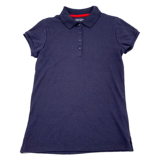Nautica Big Girls School Uniform Short Sleeves Polo Shirt Navy Size XL (16)