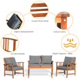 thumbnail image 5 of Giantex 4PCS Wood Outdoor Patio Furniture Set w/Cushions for Seat and Back Seating Chat Set w/Coffee Table Cushioned Conversation Set for Poolside, Yard, Garden, Backyard, 5 of 8