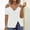 White, variant on Women's Slim Anchor Button Tops V Neck Solid Color Pullover Striped Strapless Short Sleeve T Shirt Top for Summer 2026 Dark Blue M