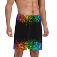 thumbnail image 6 of Mens Pajama Shorts, Multicolor Glitter Border Sleep Shorts Men Pajama Bottoms Lounge PJ Shorts with Pockets, 6 of 6