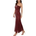 thumbnail image 5 of INSPIRE CHIC Women's Sequin Cocktail Dress Maxi One Shoulder Mermaid Prom Evening Wedding Dresses M Burgundy, 5 of 7