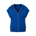 thumbnail image 7 of ClodeEU Women's Hooded Sleeveless Zip Up Vest,Casual Loose Waistcoat with Pocket Blue,Women's Plus M, 7 of 7