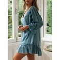thumbnail image 2 of Yesfashion Womens Casual Loose Cotton Linen Long Shirt Dress V Neck Button Cuffed Long Sleeve Dresses, 2 of 6