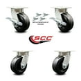 thumbnail image 2 of 5 Inch Kingpinless Phenolic Wheel Caster Set 4 Swivel Locks 2 Brakes SCC, 2 of 2