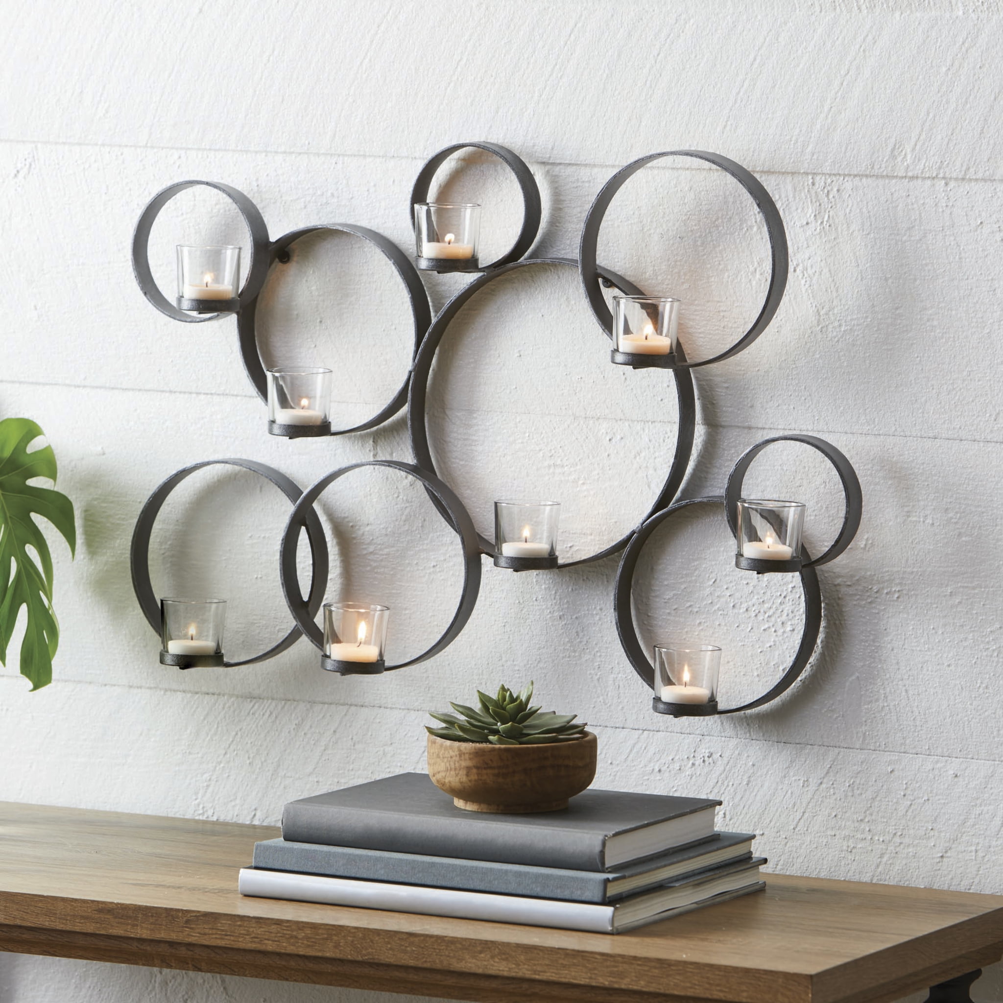 Better Homes Gardens Iron Circle Wall Tealight Sconce Com Better Homes Gardens Iron Circle Wall, Circular Metal Wall Tealight Candle Holder