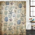 thumbnail image 4 of Extra Long Shower Curtain 72x84 Inch, Summer Coastal Shower Curtain Waterproof Bathroom Decor, Marine Beach Seashell Starfish Conch Beige Fabric Bath Curtain Set Accessories with Hooks, 4 of 7