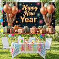 thumbnail image 5 of Gold Balloons Happy New Year Banner Gift Boxes New Year Display Fireworks Design Star Decorations Festive Backdrop for New Year Party Holiday Celebration Indoor Decoration, 5 of 8