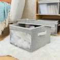thumbnail image 2 of StorageWorks Foldable Fabric Storage Bins with Lids and Handles, Grey Storage Organizers, Collapsible Storage Box with Window, 3-Pack, 13"x 12.2"x 8.4", 2 of 8