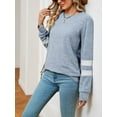 thumbnail image 2 of SHIBEVER Womens Long Sleeve Shirts Fashion Fall V Neck Tops Casual Loose Tunic Tops for Leggings Light Blue M, 2 of 6