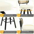 thumbnail image 2 of ANMINY Swivel Counter Height Bar Stools, Set of 2, Upholstered Faux Leather Barstools with Rattan Back, 29" Seat Height Bar Chairs for Kitchen Island, Bentwood Wood Frame, 2 of 11