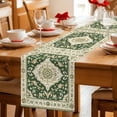 thumbnail image 3 of Vintage Ethnic Floral Table Runner, Green Classical Bohemian Style Cotton Linen Kitchen Table Decoration Washable Dining Tabletop Runners for Home Party Decor 13x120 Inches, 3 of 9