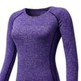 thumbnail image 2 of OGLCCG Women's Long Sleeve Athletic Shirts Quick Dry Stretchy Crewneck Moisture Wicking Yoga Shirts Slim Fit Gym Running T-Shirts,M,Purple, 2 of 4