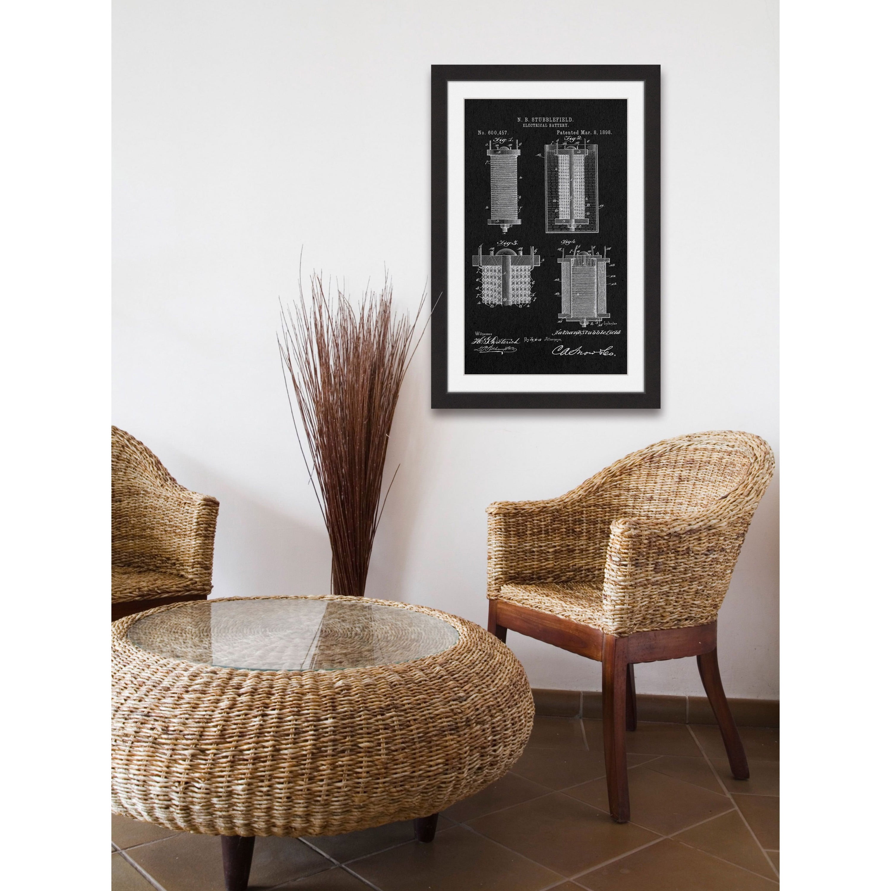 "Battery 1898 Black Paper" Framed Painting Art Print