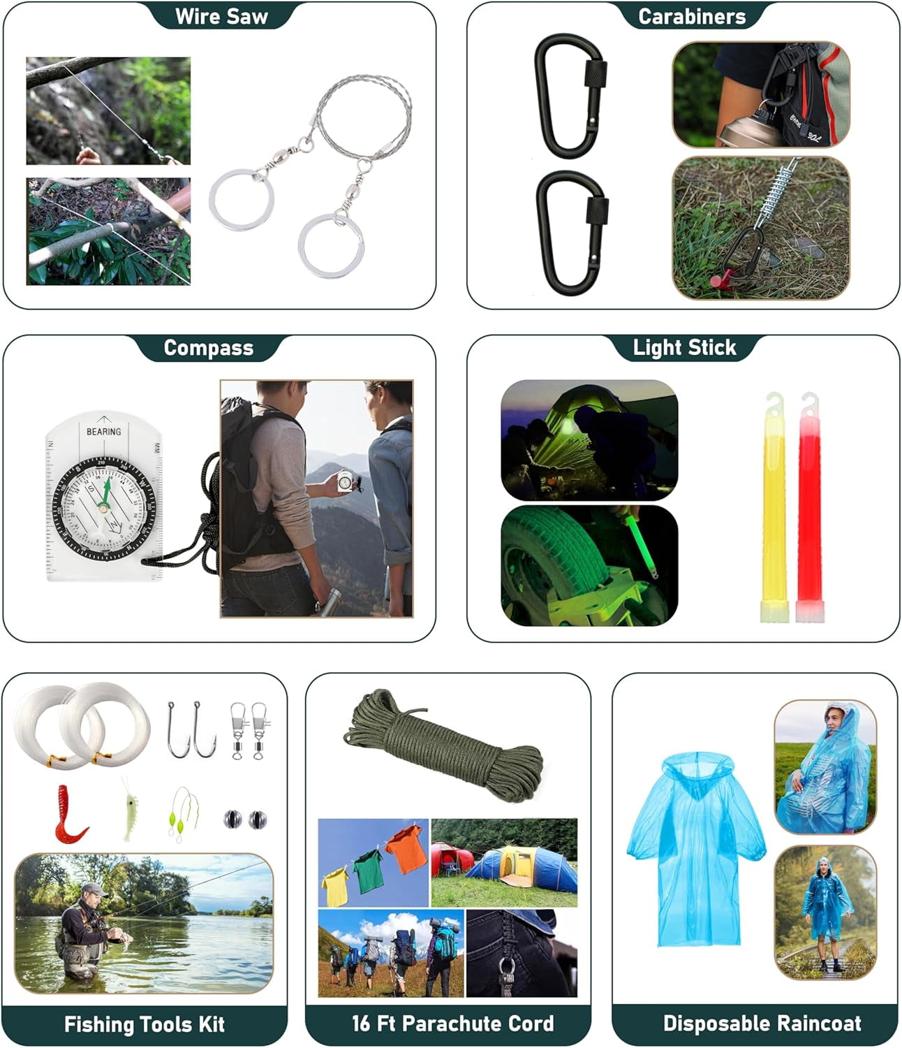 262Pcs Survival Kit with Tent and First Aid Gear for Emergency Preparedness