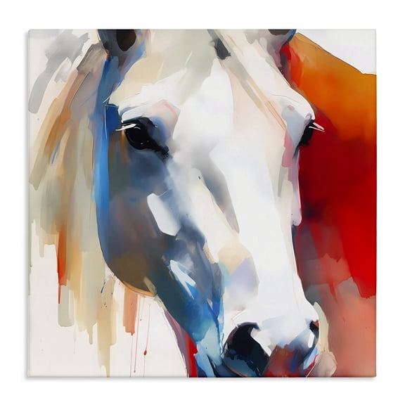 Stupell Industries Horse Close Up Face Animals & Insects Painting Gallery Wrapped Canvas Art Print Wall Art, 17 x 17