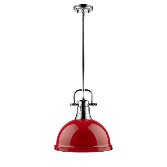 1 Light Rod Pendant in Classic Style 14.63 inches High By 14 inches Wide-Chrome Finish-Red Shade Color Bailey Street Home 170-Bel-4159644