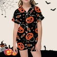 thumbnail image 2 of YOUSNH Ensemble de Pyjama à Manches Courtes et Col Boutonné Imprimé pour Enfants Halloween Rose 8-9 Ans, 2 of 5