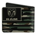 thumbnail image 2 of Ram Wallet, Bifold, Ram Logo Americana Flag Weathered Camo Olive Black Olive, Vegan Leather, 2 of 5