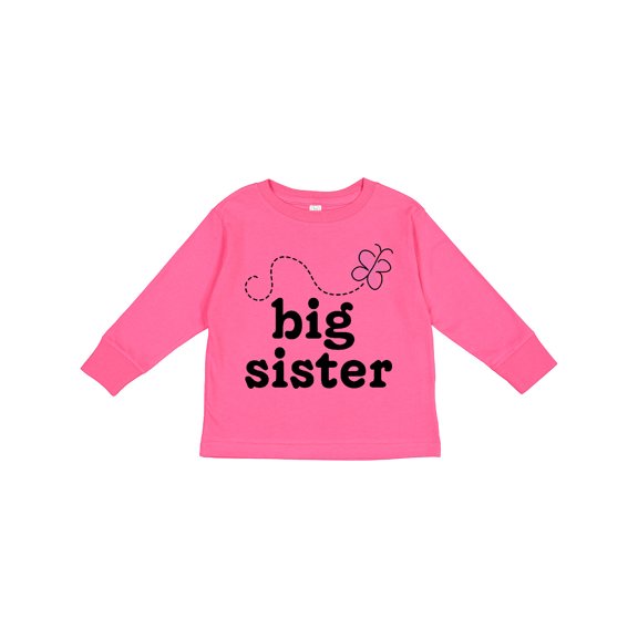 Inktastic Big Sister Butterfly Announcement Girls Long Sleeve Toddler T-Shirt
