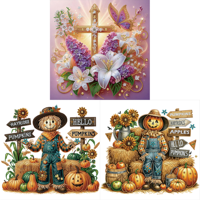 5D DIY Con Forma Especial Parcial Cruz Arte Lavanda 40x40cm