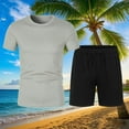 thumbnail image 2 of Bovxnpu Men's Shirt and Shorts Set 2 Piece Summer Tracksuits Short Sleeve Crew Neck Mesh Beach Running Shorts & Top Set, 2 of 7