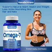 NasaBeahava Omega-7 Plant-Based Sea Buckthorn Oil Antioxidant Supplement, 900mg, 200 Capsules