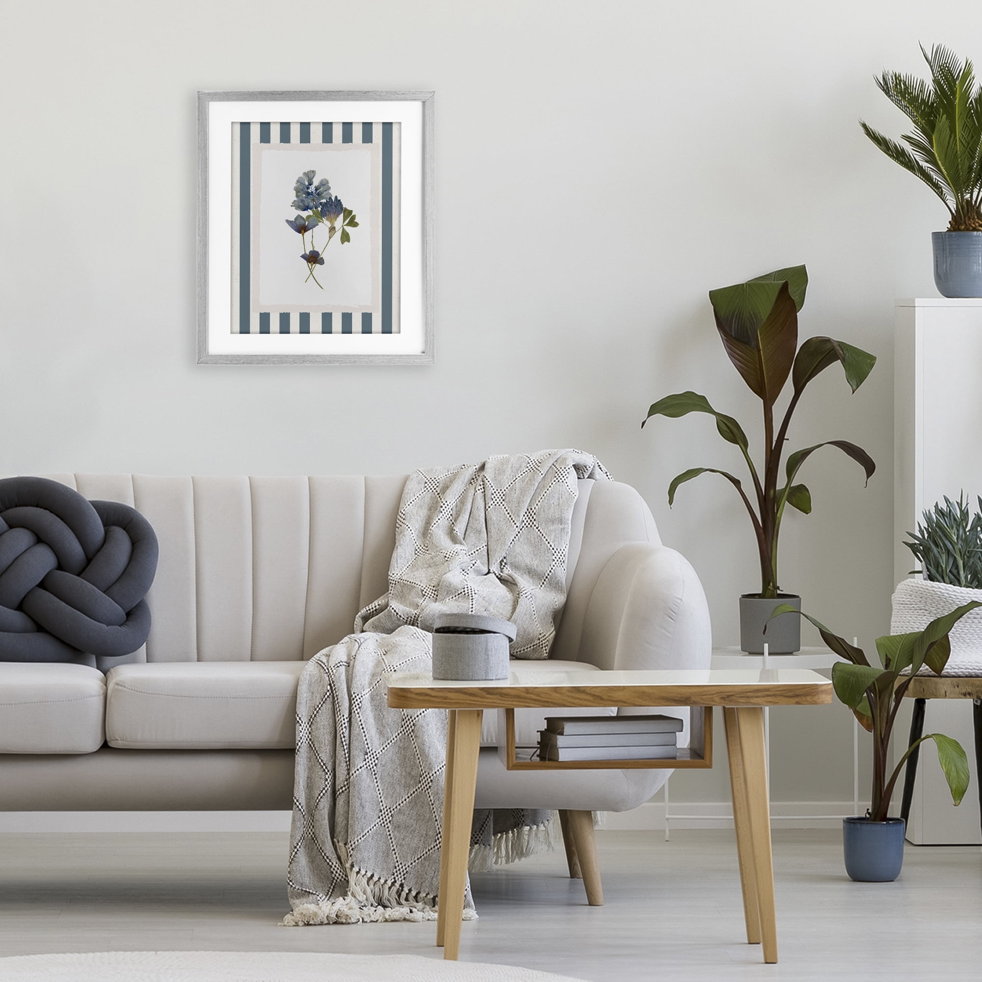 Stupell Industries Blue Summer Memory Florals Gray Framed Print Under Glass, design by Val Rhodes