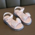 thumbnail image 3 of XIMIN Girls Open-Toe Sandals Rhinestone Bow Adjustable Buckle Strap Soft Upper Non-Slip Rubber Sole Cute Summer Beach Party Sandals (Pink, 2-2.5 Years), 3 of 6