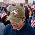 thumbnail image 2 of LNZGNM Unisex 250 Years Anniversary Hat Baseball Hat Washed Baseball Hat Stylish Adjustable USA Flag Golf Cap Camping Veterans Gifts,Khaki, 2 of 5