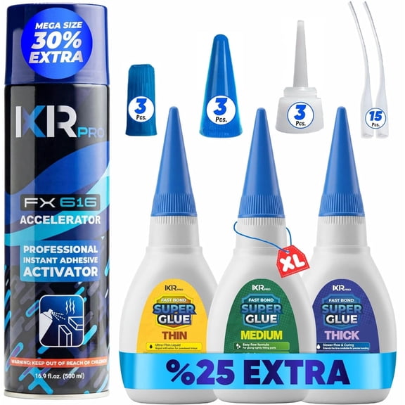 ixirpro CA Glue with Activator (3x1.75 oz. Thin Medium Thick) CA Glue with 16.9 oz.