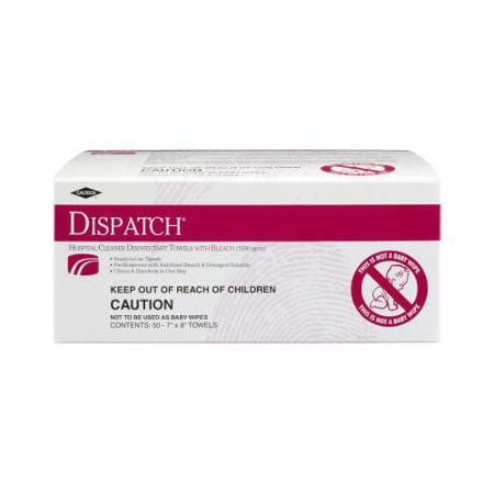- Dispatch Surface Disinfectant Cleaner ''Chlorine Scent, 7 x 8 , Wipe, 50 Count''