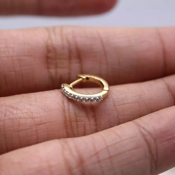 0.50Ct Round Lab-Created Diamond Single Huggie Hoop Earring 14k Yellow Gold Over