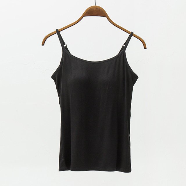 Meichang Débardeurs pour Femmes avec Soutien-Gorge Intégré Bretelles Spaghetti Réglables Camisole Basique Coupe Ample Décontractée