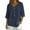 Navy, variant on Summer Tops for Women Trendy Plus Size 3/4 Sleeve V-Neck Button-up Solid Color Casual Loose Leisure Outdoor Womens Pullover Tops