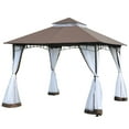 thumbnail image 1 of Outsunny 10' x 10' Double Tier Garden Gazebo Canopy, Coffee, 1 of 10