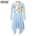 thumbnail image 2 of Vestidos de baile de Ballet para niños y niñas, vestido de túnica de manga larga metálica de manga larga para baile lírico de Iglesia, 2 of 5