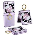thumbnail image 4 of Frusde for Samsung Galaxy Z Flip 5 Case with Screen Protector Hinge Protection & Ring Kickstand Slim Hard PC Case-Gold, 4 of 4
