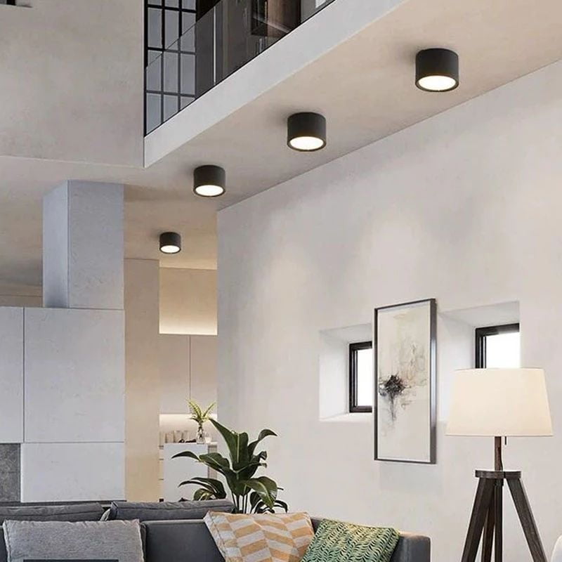 Ritif Spot plafond LED Noir Blanc Froid 6000K 12W Plafonnier salon salle à manger cuisine couloir chambre Ø120MM 
