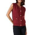 thumbnail image 4 of INSPIRE CHIC Women Knit Sweater Vest Button Down Sleeveless Tank Tops Casual Sweaters Cardigans with Pockets  S Wine Red, 4 of 6