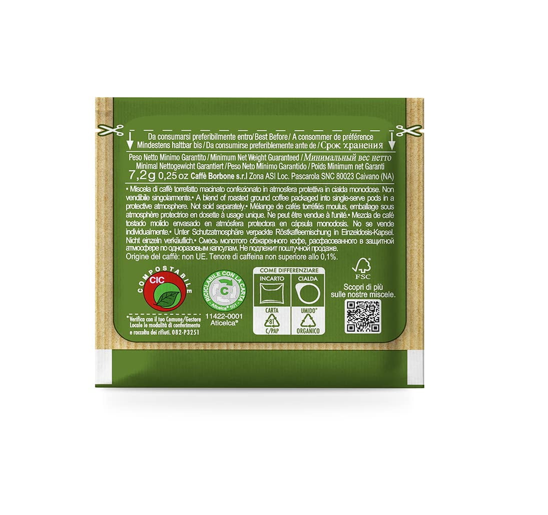 Caffè Borbone DEK Blend Decaffeinated Medium Roast ESE Espresso Paper Pods (50 Count)