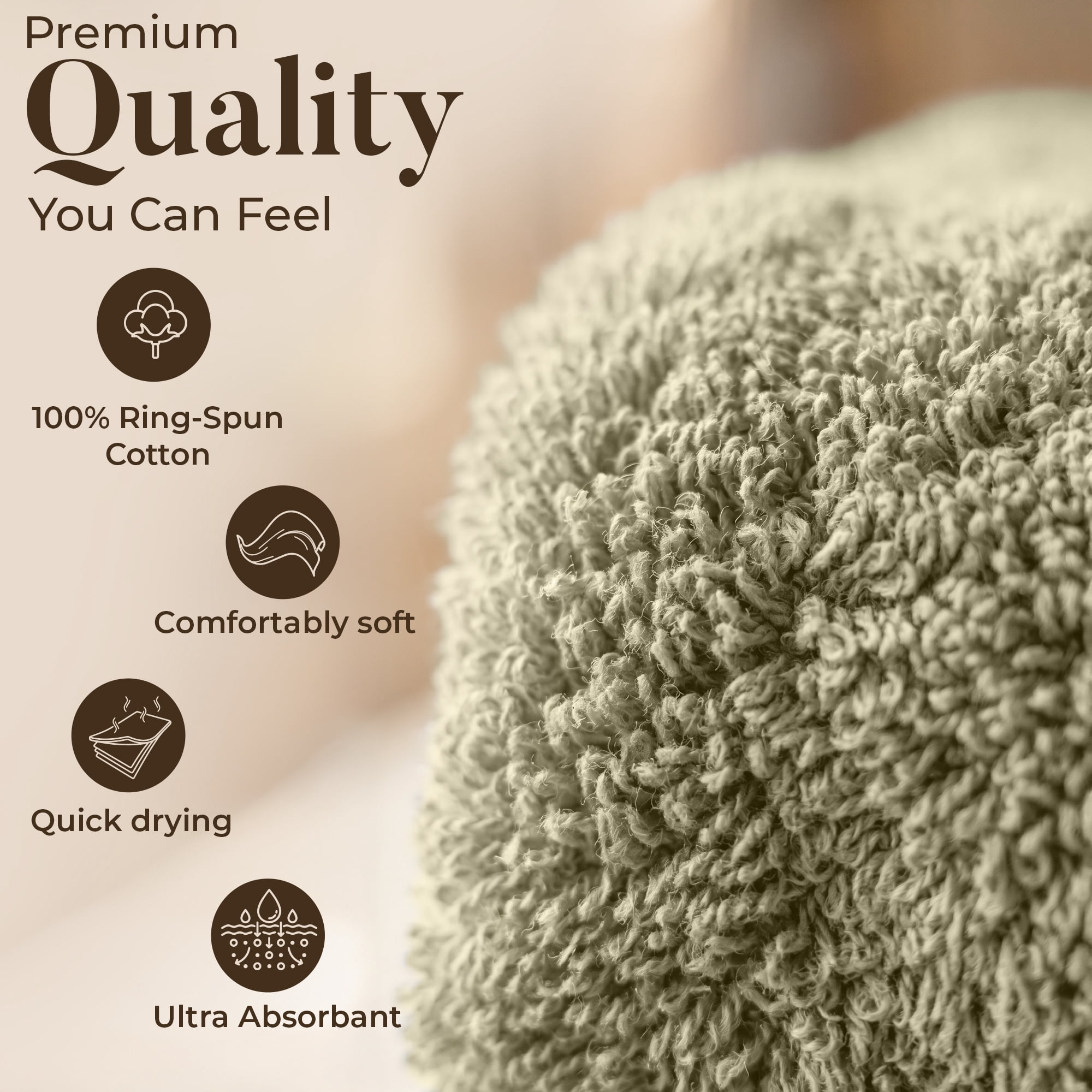 Dan River Bath Sheet 1 pack 40x80 in Soft Absorbent and Quick Dry jumbo Cotton Towel - Beige