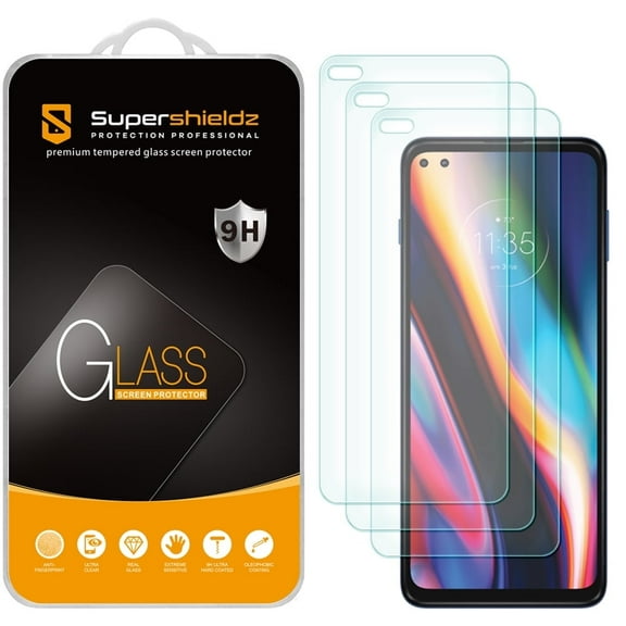[3-Pack] Supershieldz for Motorola (Moto G 5G Plus) Tempered Glass Screen Protector, Anti-Scratch, Anti-Fingerprint, Bubble Free