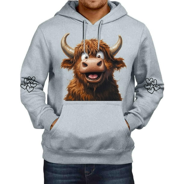 WILLBEST Sudaderas De Hombre Sudadera De Otoño e Invierno para Hombre con Estampado De Ganado Sudadera con Capucha y Hombros Descubiertos Sudadera De Manga Larga Top Chica