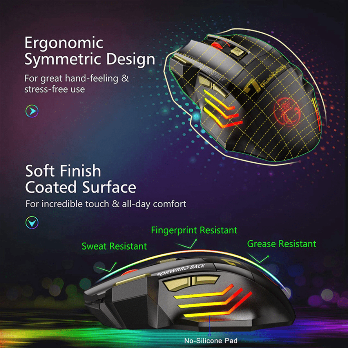 2X Wireless Gamer Mouse for Computer 2.4G RGB Rechargeable Gaming Mouse Bluetooth USB Mouse Silent Ergonomic Mice,2 x Wireless Gaming Mouse 2 x Receiver,Black