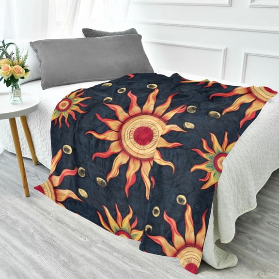 Fluorescent Cover blanket 70x55 inch frannel blanket Office nap blanket Camping blanket Bedding travel blanket Glow blanket Cartoon Sun Seamless