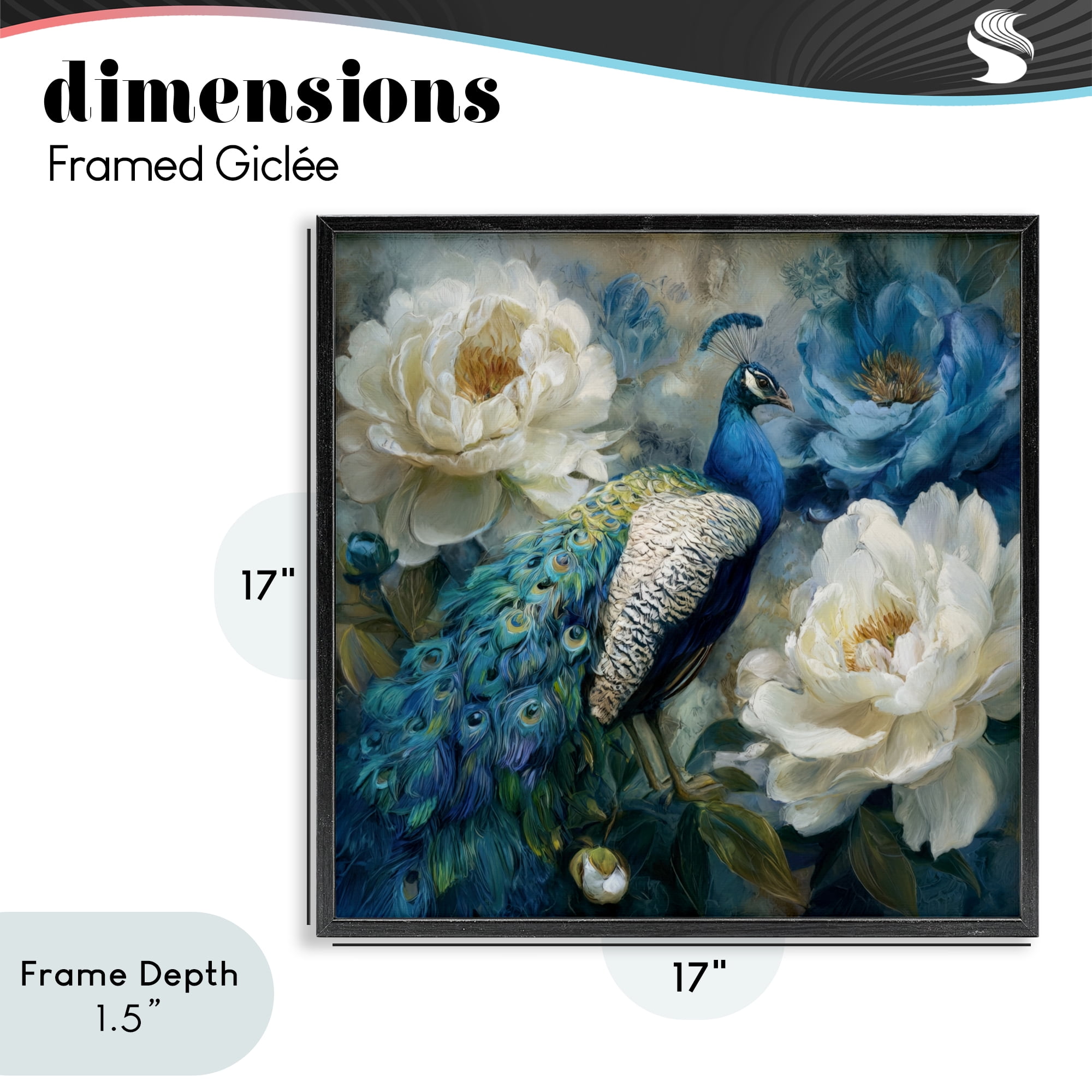 Stupell Industries Pretty Peony Peacock Black Framed Giclee Art, design by Tina LeCour