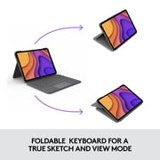 Logitech Folio Touch Keyboard/Cover Case (Folio) Apple, Logitech iPad Air (4th Generation) Tablet - Oxford Gray - Scuff Resistant, Scratch Resistant, Spill Resistant - Woven Fabric - 10.1 Height