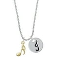 thumbnail image 1 of Delight Jewelry Goldtone Sixteenth Note Silvertone Script Initial Disc - J - Charm Necklace, 20"+3", 1 of 4